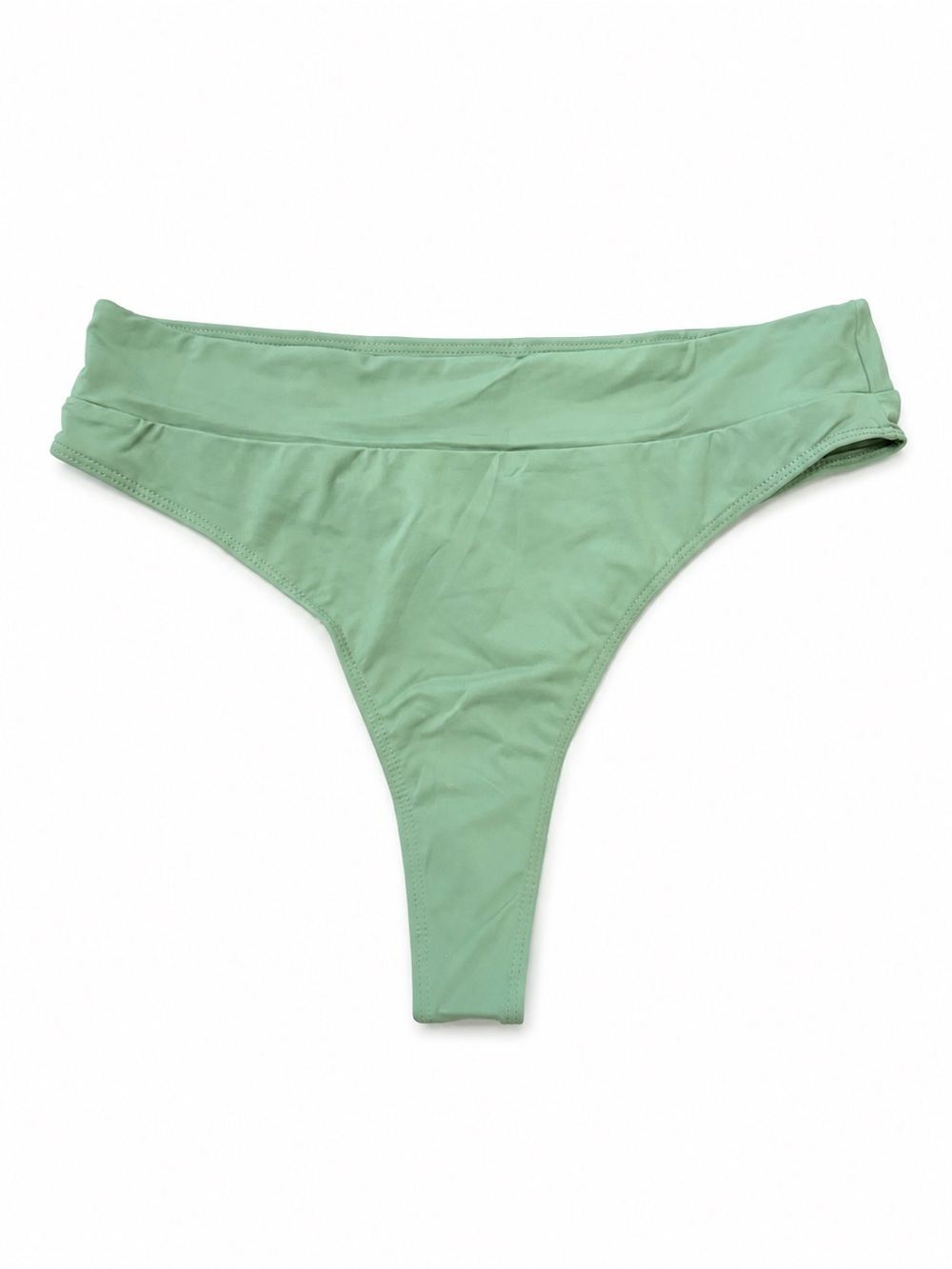 Yonique NWOT sage green thong bikini bottom, large